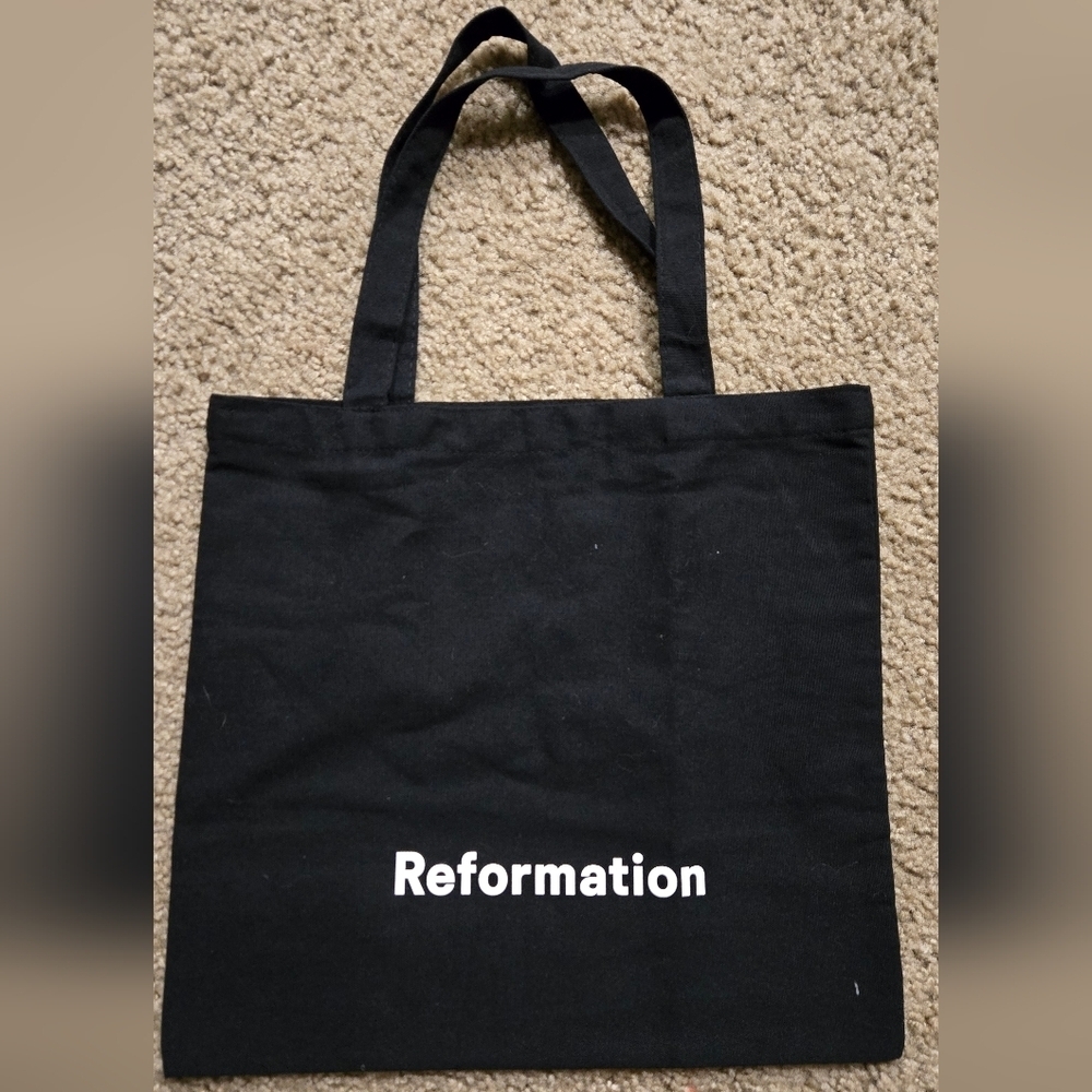 Reformation Small Black Canvas Tote Bag